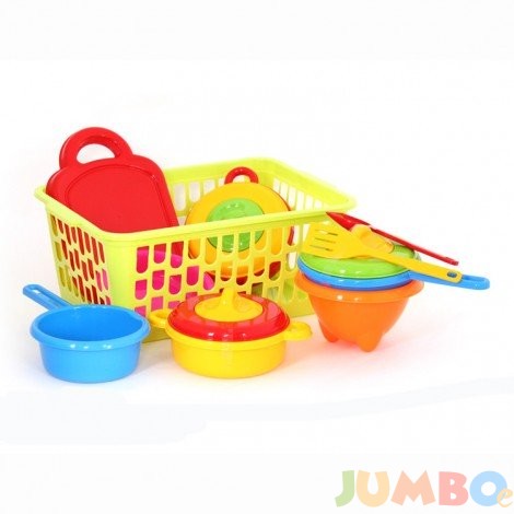 Комплект съдове в кошница POLTOYS
