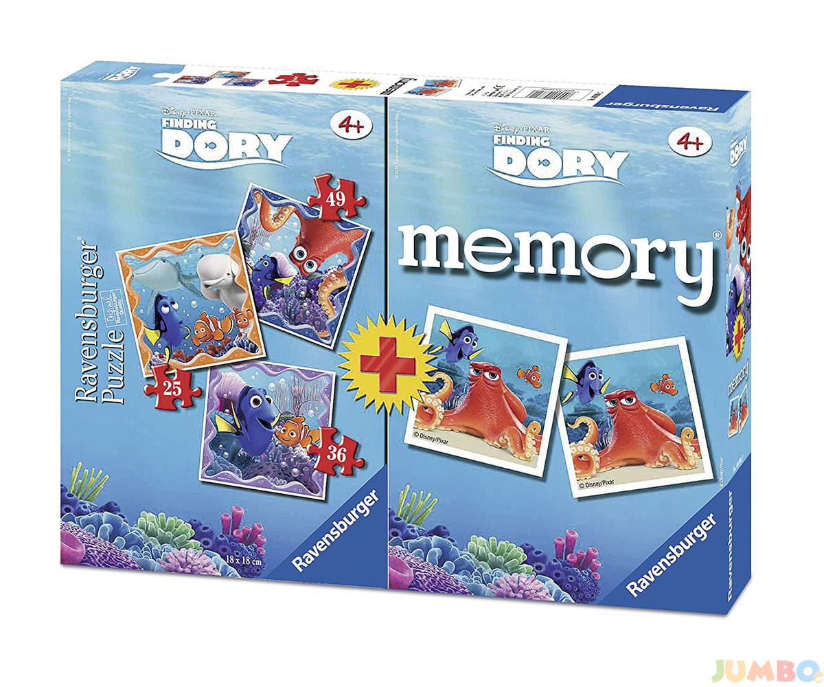 Пъзел Ravensburger 4-в-1 -+Мини мемори: Търсенето на Дори