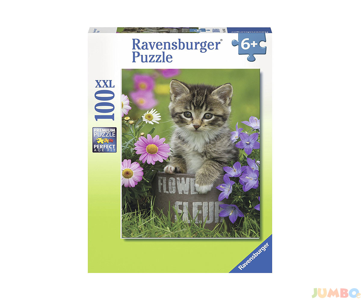 Пъзел Ravensburger 100 ел. – Коте в цветята