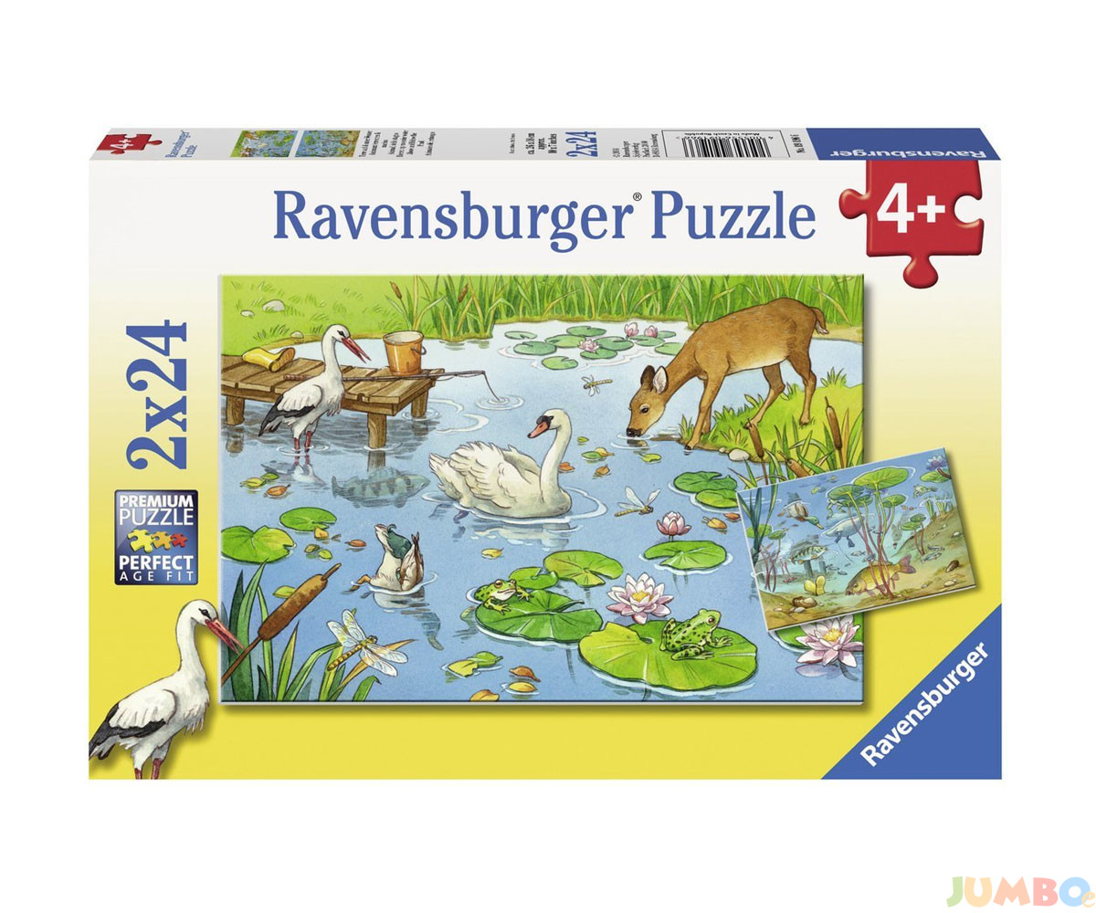 Пъзел Ravensburger 2х24 ел. – Животни в езерото