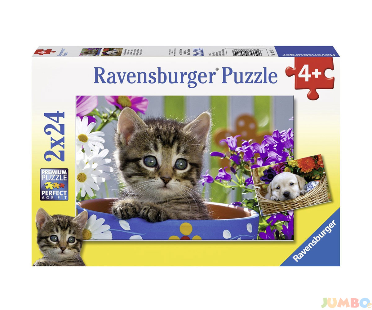 Пъзел Ravensburger 2х24 ел. – Четирикраки приятели