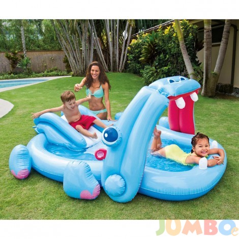 Надуваем център за игра с пързалка Хипопотам INTEX Hippo