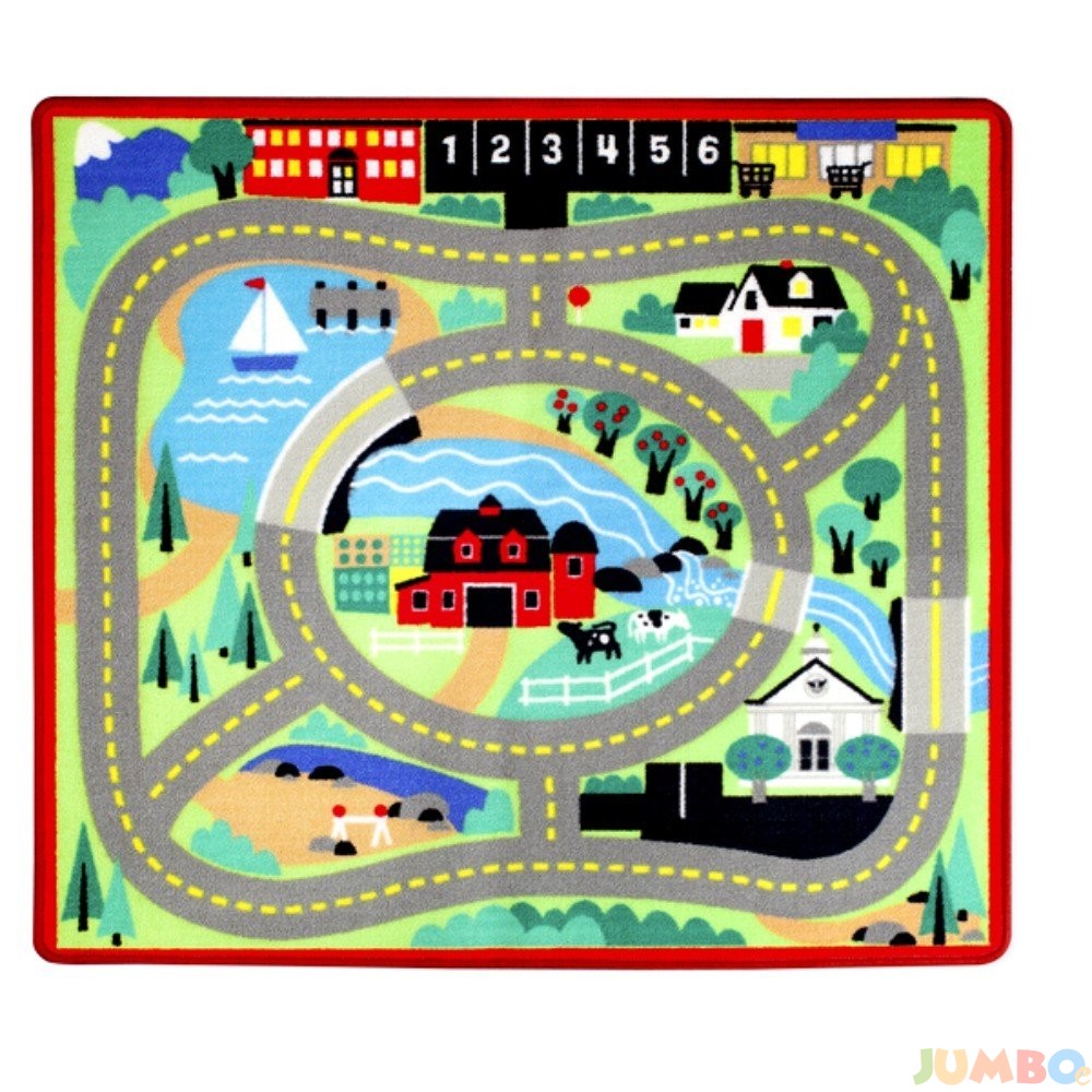Детско килимче Melissa and Doug Град с дървени колички 19400