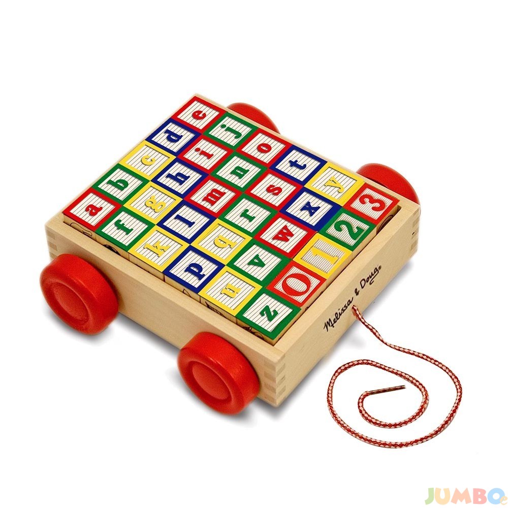 Дървено ремарке с кубчета Melissa and Doug ABC 11169