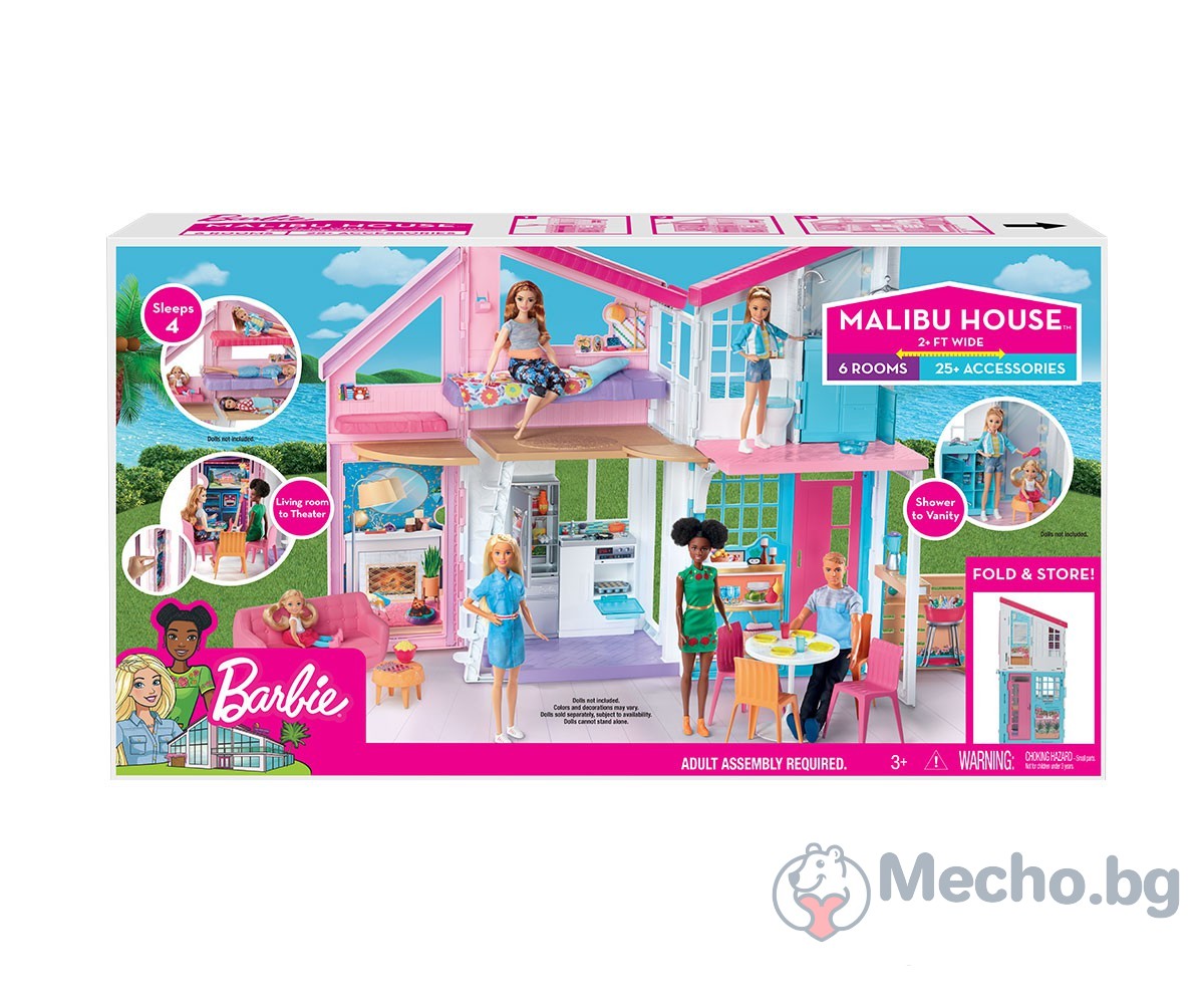 Кукла Barbie - Къщата на Барби в Малибу на 2 етажа – Мечо.бг