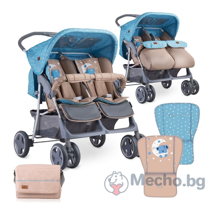 Бебешка количка Lorelli TWIN Blue&Beige Moon Bear