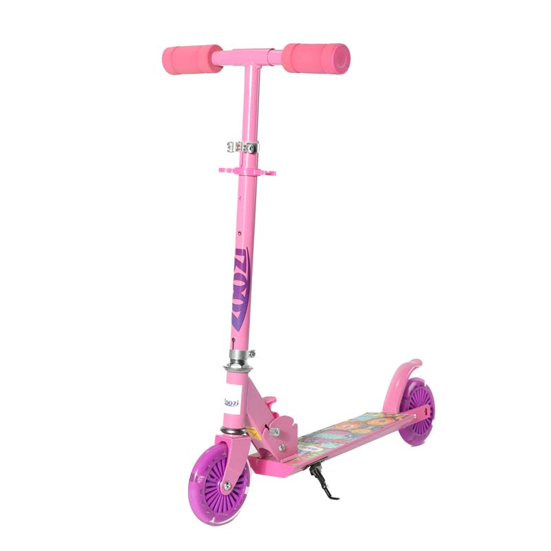 Сгъваема тротинетка за деца с две светещи колела – розова