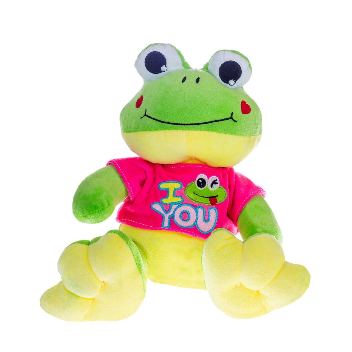 Плюшена жабка  с розова тениска „I love you“