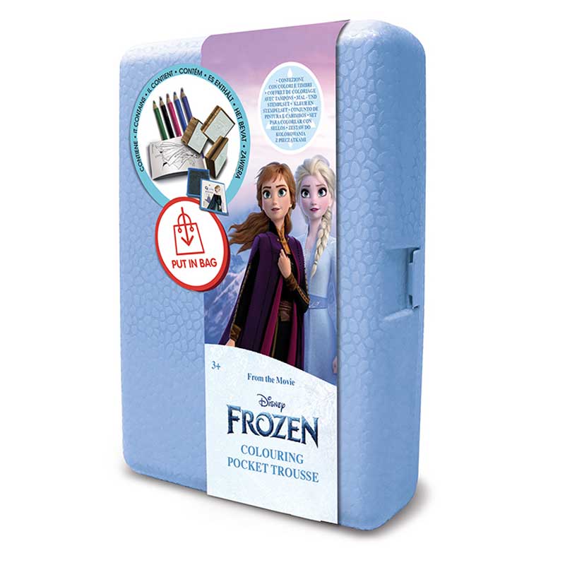 Кутия за съхранение „Frozen 2“ с аксесоари за оцветяване и 3 печата