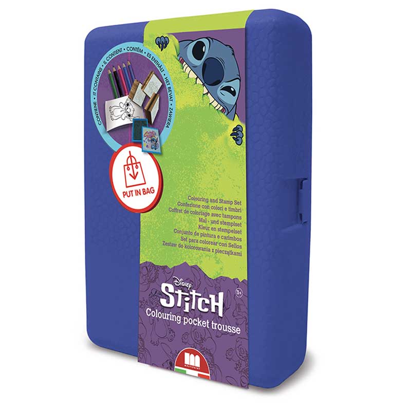 Кутия за съхранение „Stitch“ с аксесоари за оцветяване и 3 печата