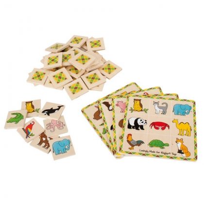 Bigjigs – Дървена игра лото животни