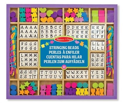 Melissa & Doug – Комплект за нанизване с дървени мъниста и буквички