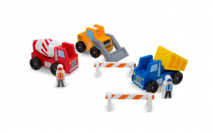 Melissa & Doug – Дървен комплект от превозни средства – Строителна площадка