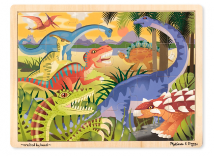 Melissa & Doug – Дървен пъзел в рамка – Динозаври – 24 части