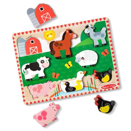Детски масивен мъзел 8 части – Селскостопански животни – Melissa & Doug