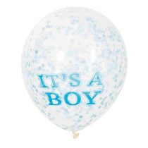 Балон 6бр. със сини конфети “It`s a Boy“ 30см.