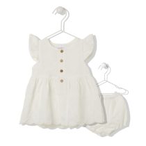 K3880 Рокля 2ч. SERIOUS GIRL екрю 9-12M/80CM