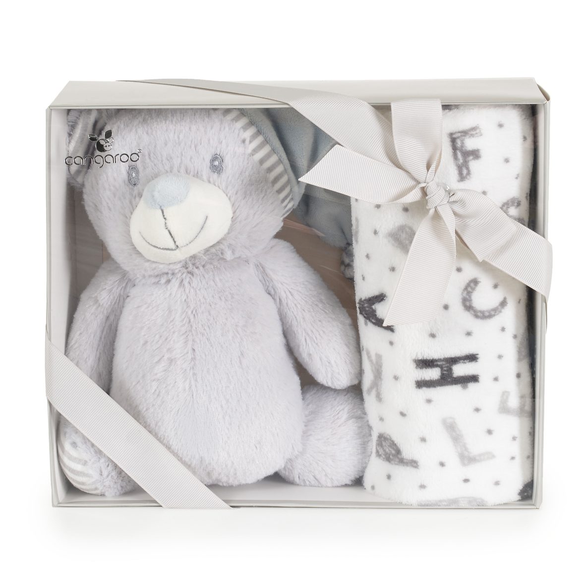 Бебешко одеяло 90/75 cm с играчка Grey bear