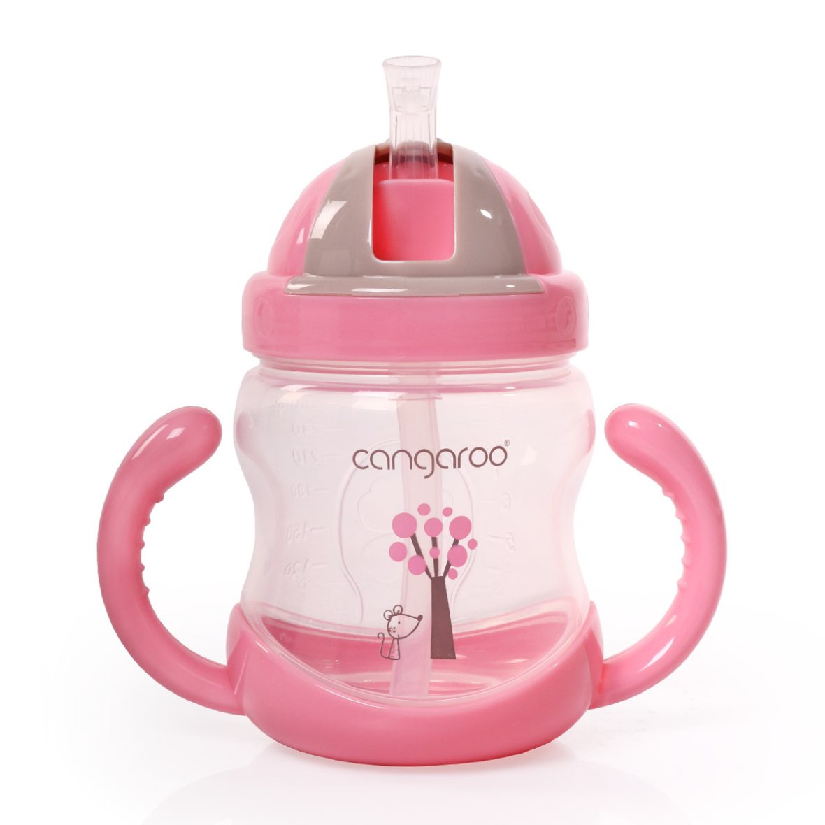Чаша с пластмасова сламка 280ml C0582 розов