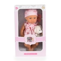 Кукла 30 cm Bear & Baby с рокля розова LS1255-7-Moni Toys