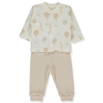 F1460 Пижама 2ч ORG BORN WITH LOVE BEIGE 1-3М