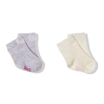 S726 Чорапи 2 чифта сив+екрю 0-6M