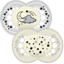 Залъгалка Night latex Soother 12m+ 2 бр. звездички