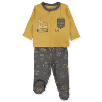 F1450 Пижама 2ч ORGANIC MACHINES DARK GREY 6-9М