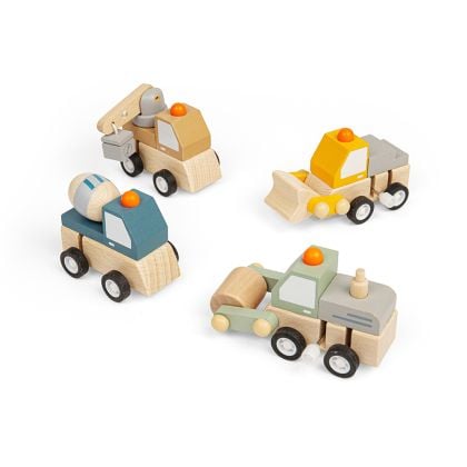 Дървени камиончета с навиващ се механизъм – BIGJIGS